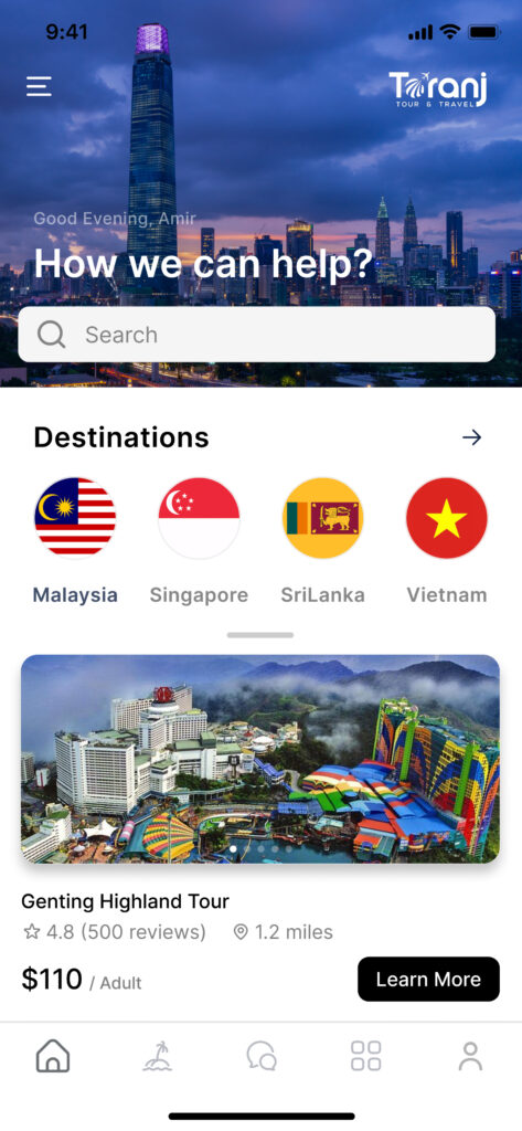 Toranj app screen