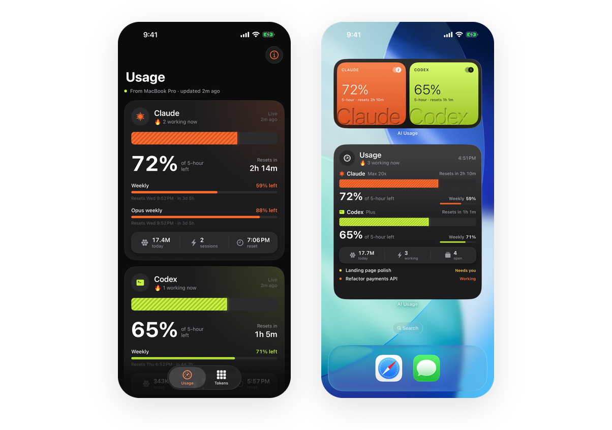 AI Usage Monitor app on iPhone